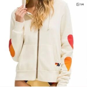 Aviator Nation Cream Hoodie Heart Fade